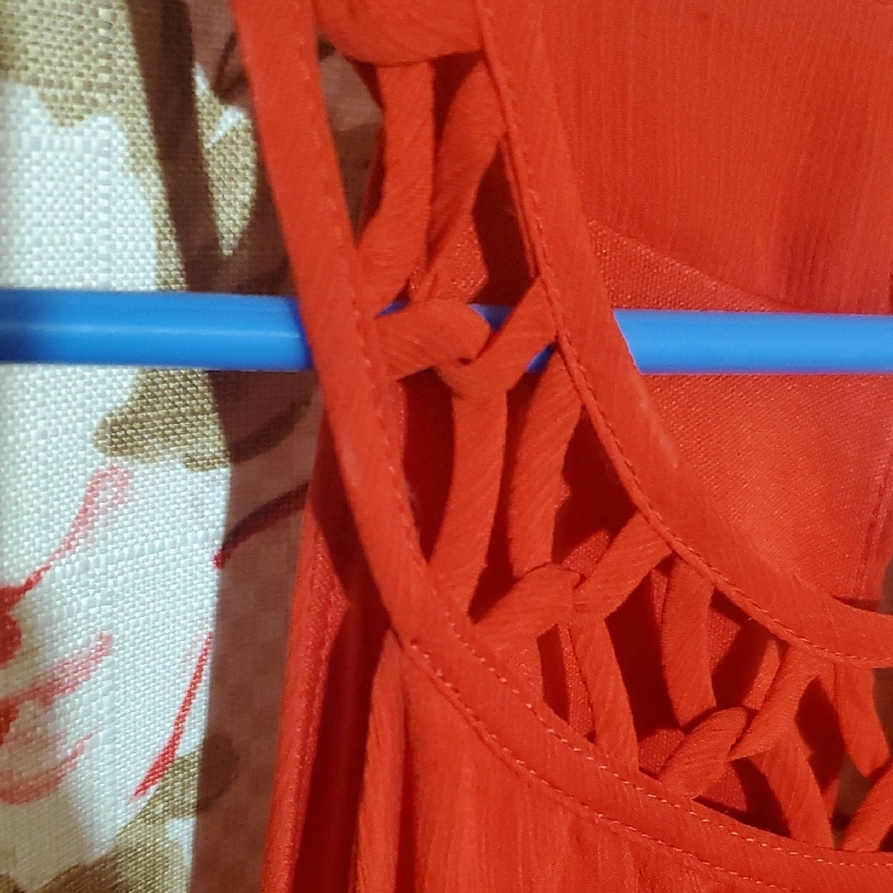No Boundaries Sleeveles Hankerchief Hem Red Medium 7-9 Dress - Picture 5 of 7